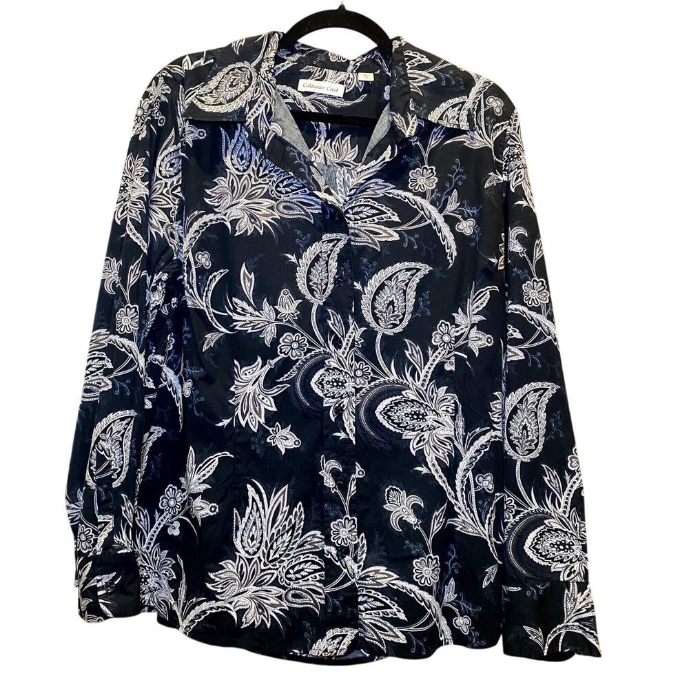 Coldwater Creek - Blue Paisley Pattern Blouse - Women's XL